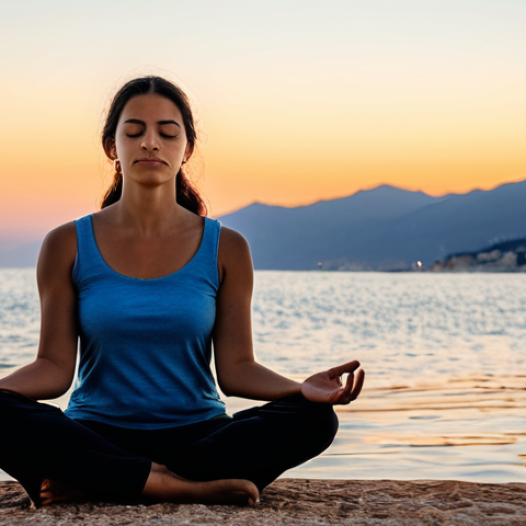 **

"A woman meditating peacefully at sunset on the Mediterranean coast, fully clothed in modest, comfortable attire, safe for work. The sky is filled with warm colors, reflecting on the calm water. Perfect anatomy, correct proportions, natural pose, well-formed hands. Background includes a serene beach and distant mountains. Appropriate content, professional, family-friendly, high quality, professional photography."

**