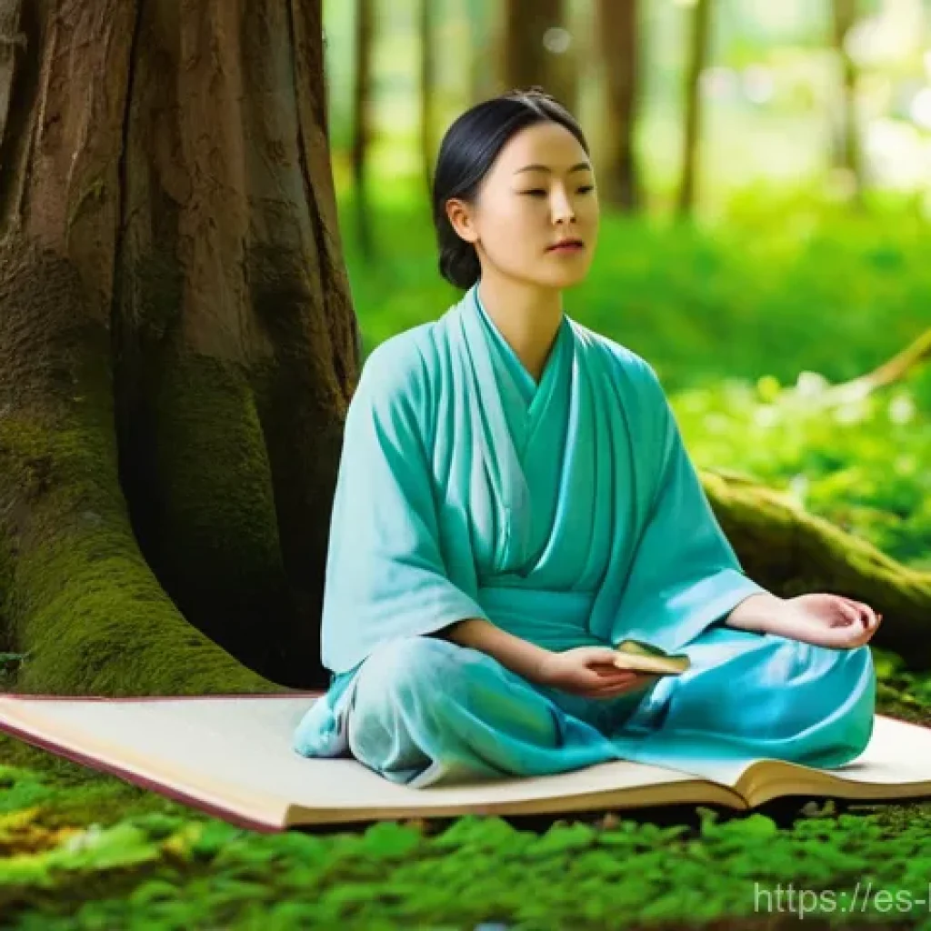 불교의 시가 - **Prompt:** A serene, gender-neutral individual, dressed in loose-fitting, modest natural fiber clot...