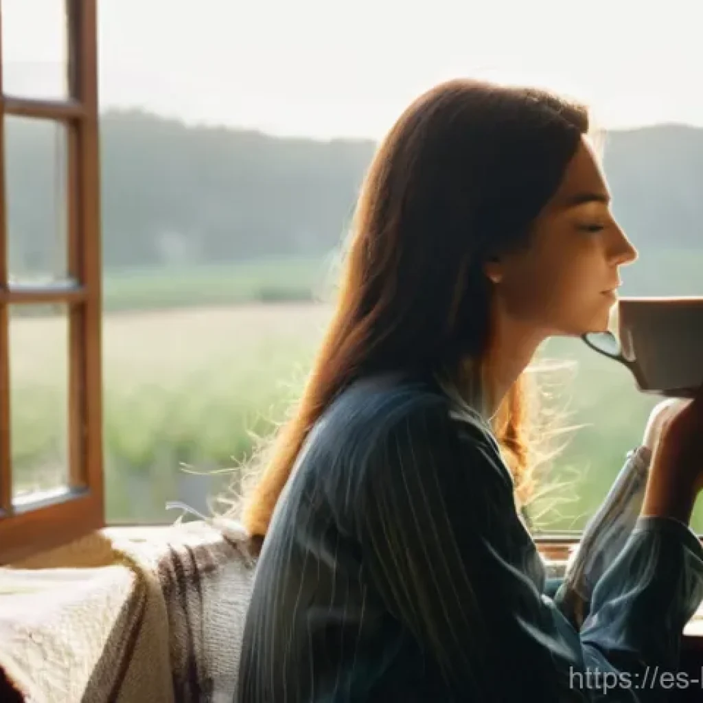 불교에서의 감사 실천 - **Prompt: Morning Light of Gratitude**
"A serene young woman, perhaps in her late 20s, wearing a...