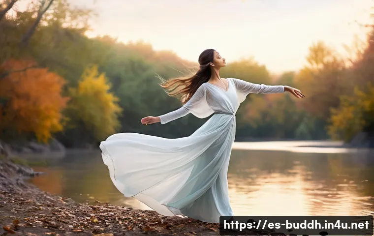 무상과 무아 - **Prompt:** A serene, ethereal scene depicting a graceful dancer, a woman or man with a calm express...